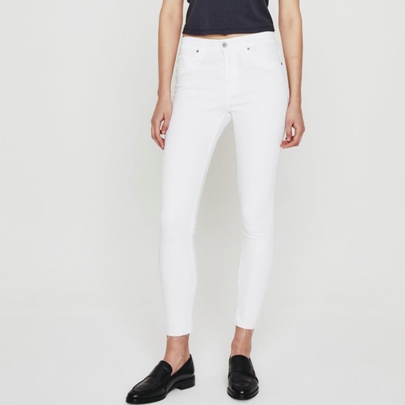 Ag Adriano Goldschmied Denim - AG Adriano Goldschmied Farrah HiRise Skinny Ankle White Denim Jeans  Size 30